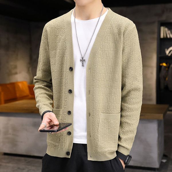 

men's sweaters 2021 autumn winter men casual slim fit v-neck basic designed long sleeve cardigans male button down knitted sweater k63, White;black
