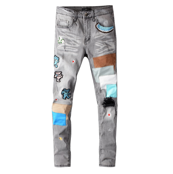 

luxury mens womens jeans classic hip hop pants designer jeans distressed ripped biker brand jean slim fit motorcycle denim jeans 2092407q, Blue