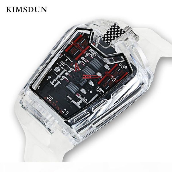

transparent classic men's sport watch quartz fashion silicone strap man watches designer watch, Slivery;brown
