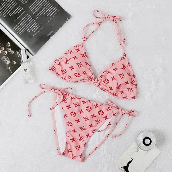 

pink high waist push up bikini 2020 bandage swimsuit women tassle swimwear beach wear swim bathing suit