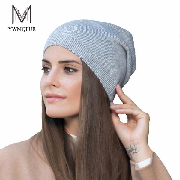 

ywmqfur 2020 new arrival popular hats women's beanies hats for spring and autumn knitted with wool fashional caps gorros h70a, Blue;gray