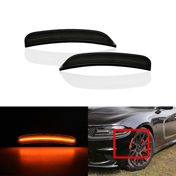 

for dodge charger 2020-2020 front smoked amber led side marker lights lamp x2