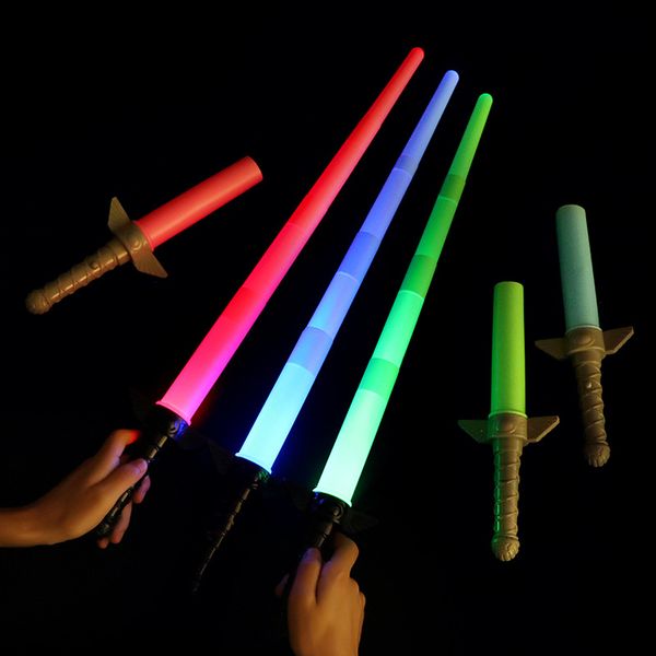 

2020 new arrivals starwars espadas plastic assorted colors glow light sound space double-bladed lightsaber kids toy christmas