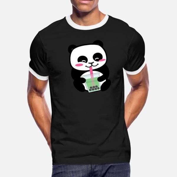 

panda sipping bubble tea boba tea design t shirt men customized tee shirt s-3xl gents anti-wrinkle comfortable spring autumn normal shirt