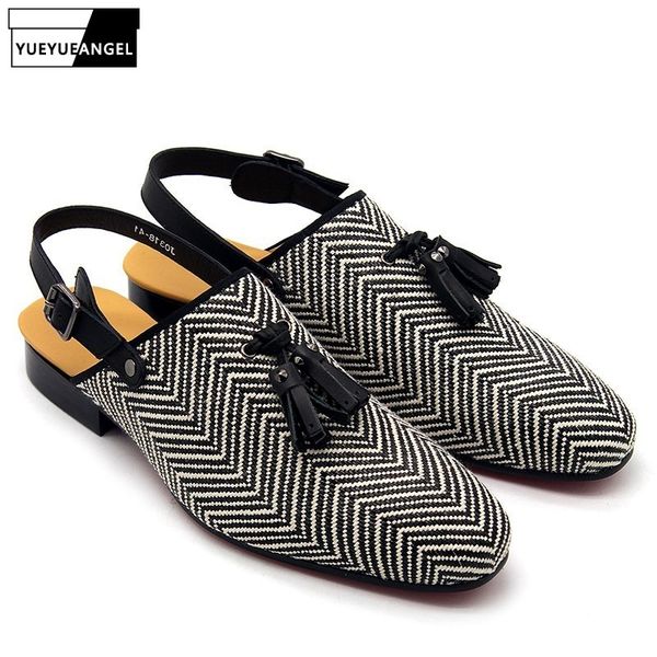 

дизайнер пряжки мужчин тапочки мода кисточкой скольжения на сандалии летние повседневная обувь мужчины высокого качества удобные сандалии на, Black