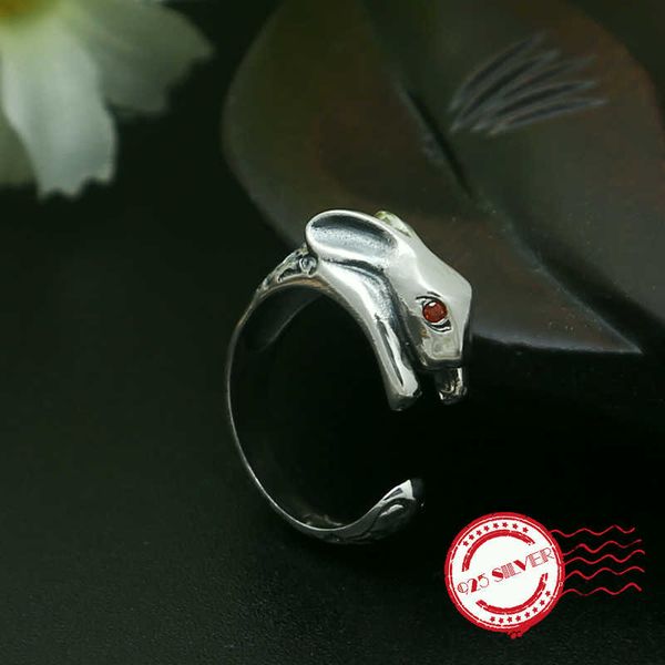 

cluster rings s925 sterling silver men's ring handmade personality classic retro style cute red eyes lover jewelry gift 2021, Golden;silver
