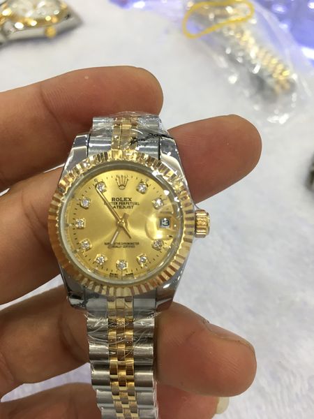 

brand new quality 18k yellow gold 26mm dial watch ladys mechanical automatic wristwatches, Slivery;brown