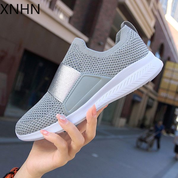 

women sneakers woman vulcanized shoes ladies causal fashion knitted sock shoes ladies slip on comfort female plus size, Black