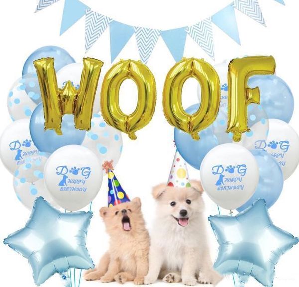 

garland party pet woof dog puppy birthday happy banner set for decoration letter balloon latex xhhair exibi