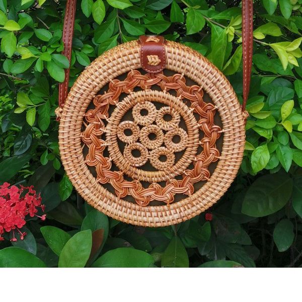 

rattan hollow shoulder bag summer beach crossbody bags for women mini bucket bag