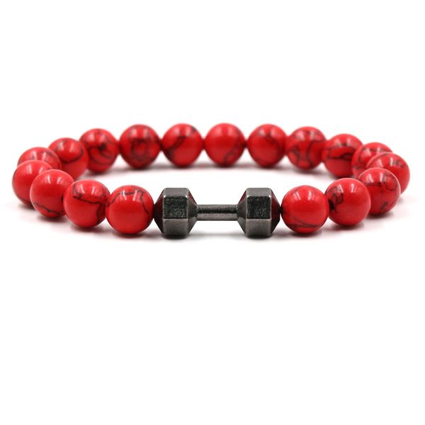 

classic natural black lava stone tiger eye stone bead bracelet bangle 3 colors dumbbell single loop bracelet jewelry for men