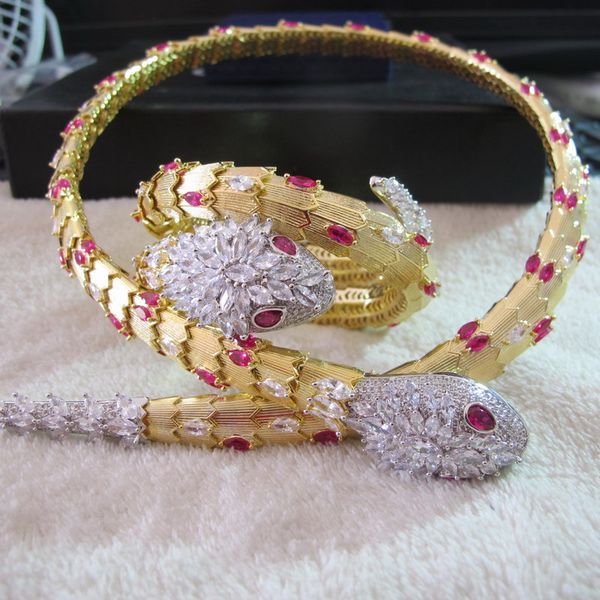 

wholesale new designer flower snake cuff bangle 18k yellow gold plated bracelets choker necklaces designer party jewelry sets for women, Silver