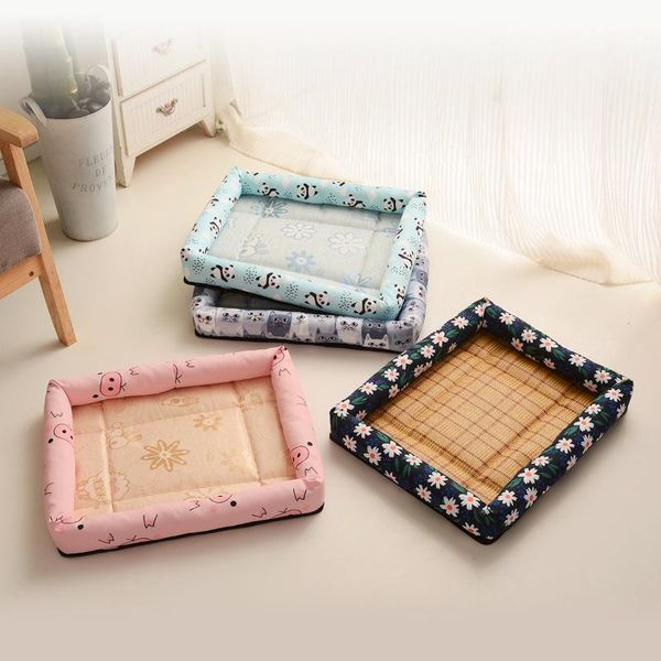 

new pet dog bed ice silk mat summer cat litter