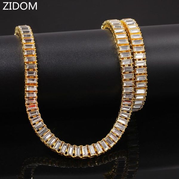 

men hip hop iced out bling chain necklace rhinstones square stone male chains necklaces hiphop jewelry gifts, Silver