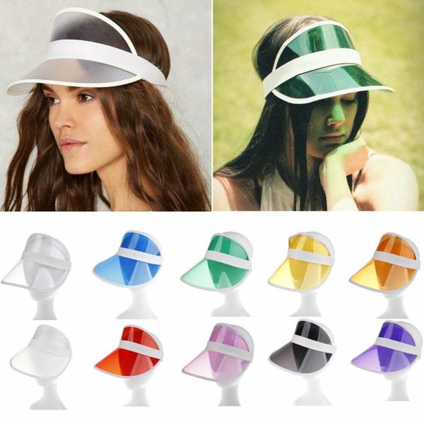 

2020 summer sun visor party casual clear plastic sunscreen cap sunhat outdoor hat new women man transparent, Blue;gray