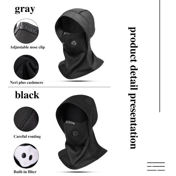 

cycling caps & masks face mask winter warm bicycle bike climbing skiing windproof full cover scarf warmer helmet hat head protector, Black