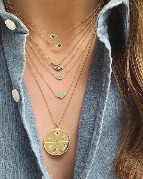 

chains 2021 summer beach gold filled round pendent necklace for girls women verge mirco paved colorful cz fashion lurxury jewelry gift, Silver