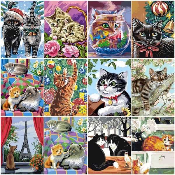 

azqsd diy oil painting by numbers animal handpainted gift drawing on canvas acrylic paint coloring by numbers cat unique gift