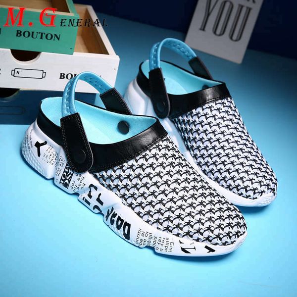 

quick dry men's shoes platform slippers for men sandals summer cave mens shoes mesh man beach graffiti flat sandal new c70, Black