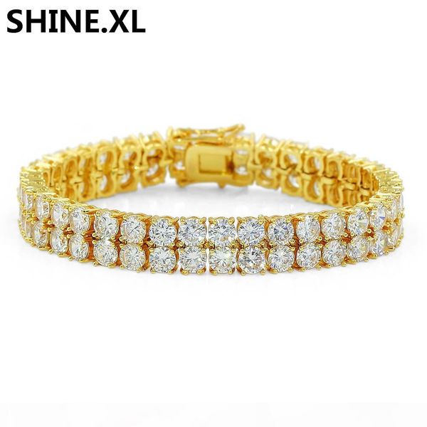 

round cut tennis bracelet 10mm zirconia triple lock hiphop jewelry 2 row cubic luxury crystal cz men fashion charm bracelets, Black