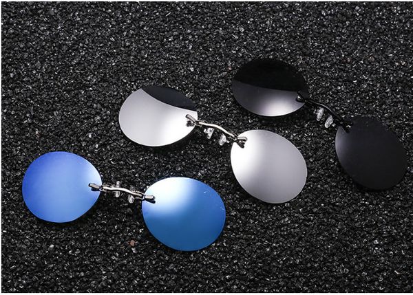 

belight optical matrix morpheus round rimless sunglasses men classic clamp nose sun glasses mens mini frameless brand design, White;black