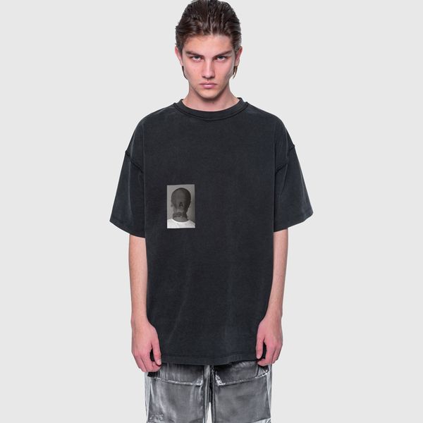

20ss характер печать наизнанку tee омывается vintage футболка casual high street короткие рукава мужчины женщины летняя рубашка тройника dh2, White;black
