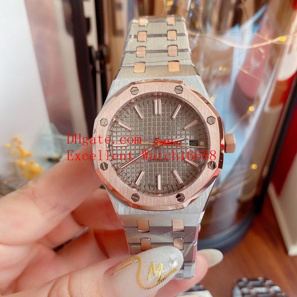 

8 colors factory sell quality fashion watches37 mm 15450 15450sr sapphire glass asia 2813 movement automatic mechanical transpa, Slivery;brown