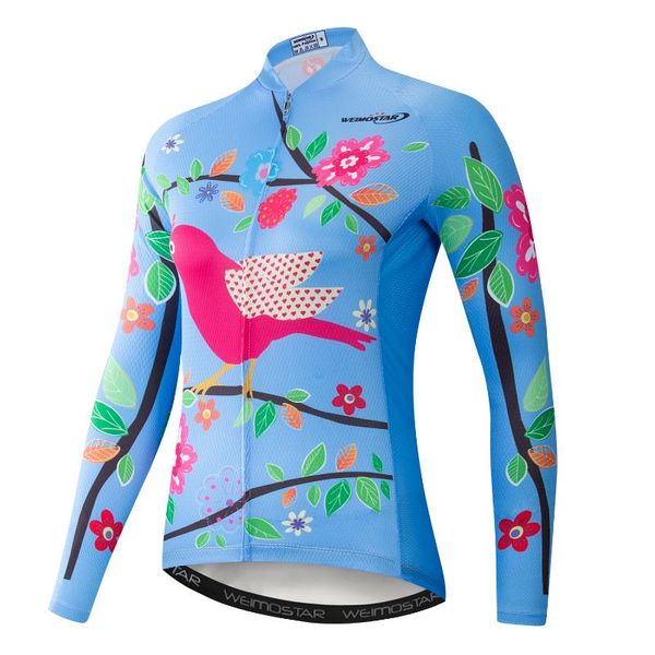 

racing jackets blue bird autumn pro long sleeve cycling jerseys mtb women shirt team mountain ropa de ciclismo bike jersery, Black;red