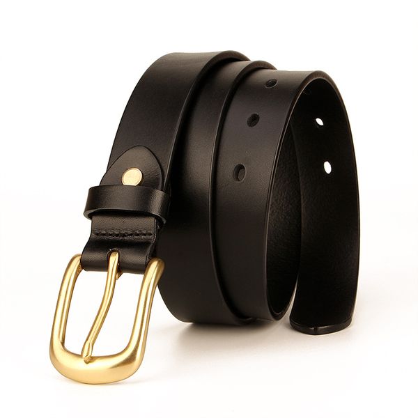 

2019 new cloth leather belt female jeans vintage ins wind wild korean version of the full-grain leather waistband wide black, Black;brown
