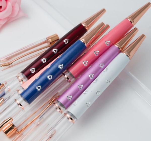 

ballpoint pens diy heart pattern wedding gift pen fashion empty copper tube, Blue;orange