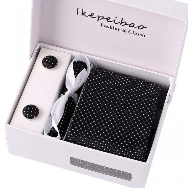 

ikepeibao 8cm neckwear gravaa men ties polyester business tie necktie ties mans black dots handerchief white casual sets hanky dayupshop yg, Black;blue