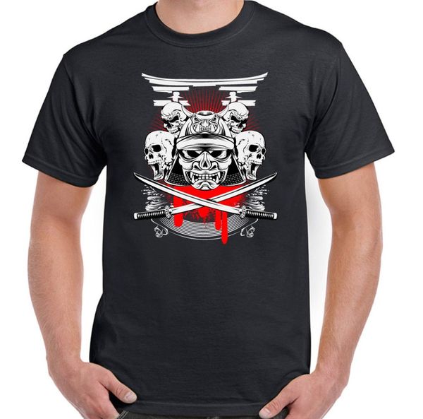 

2019 new summer man tee shirt samurai skulls swords mens gym t-shirt martial arts biker training funny t-shirt