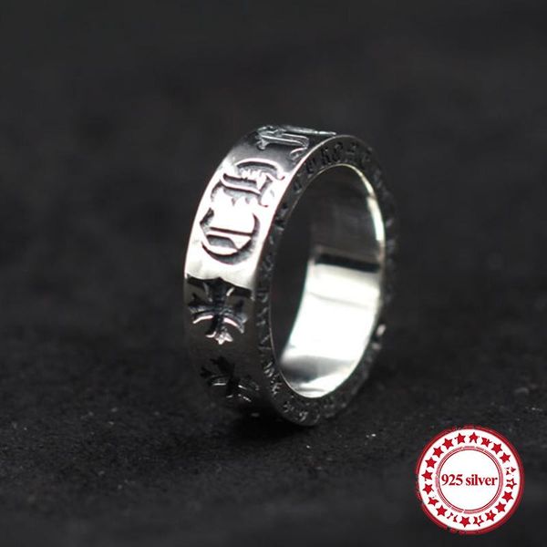 

s925 sterling silver men's ring cross hollow shape couple models fashion punk style gold classic generous gift to send lover