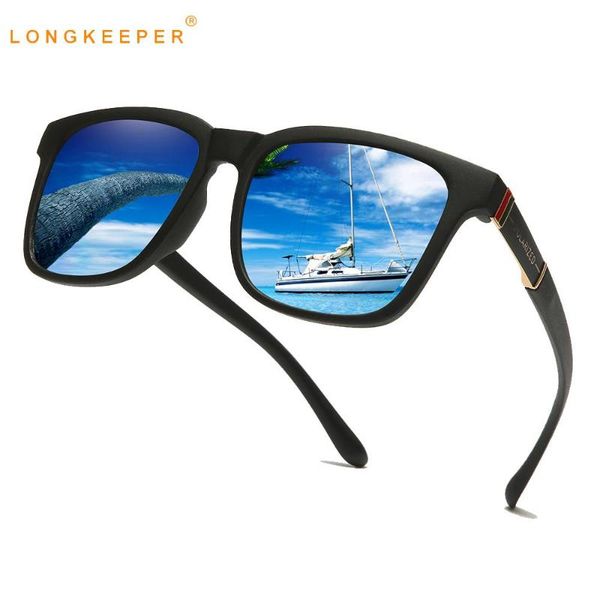 

longkeeper new design ultralight tr90 polarized sunglasses men women fashion driving square sun glasses male goggle uv400 gafas, White;black