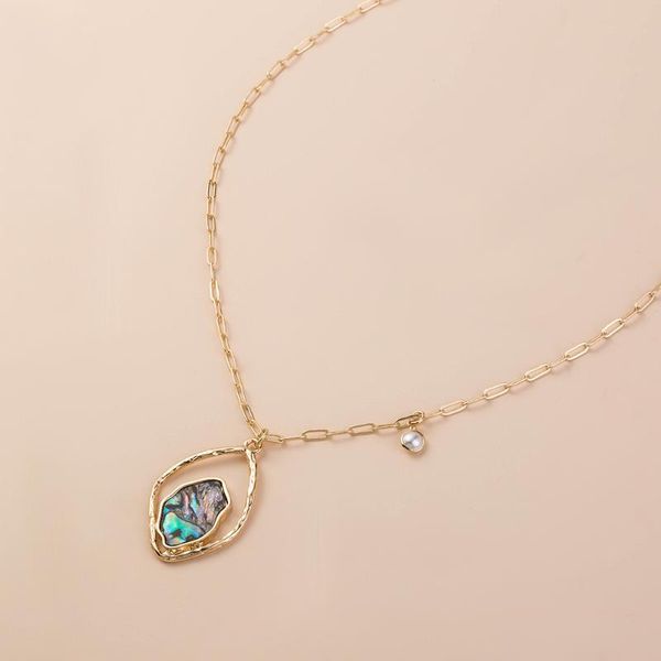 

fashion acrylic abalone shell pendant mini pearl bead charm rhombus bauble necklace jewelry summer beach accessories party gift, Silver