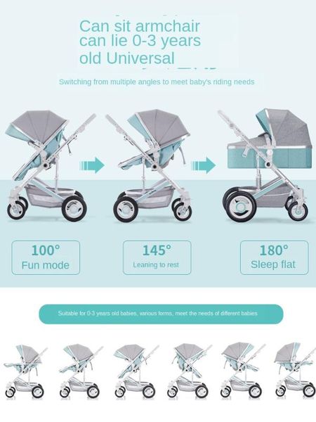 

2020 new high-view stroller portable folding two-way -absorbing newborn baby stroller with armchair