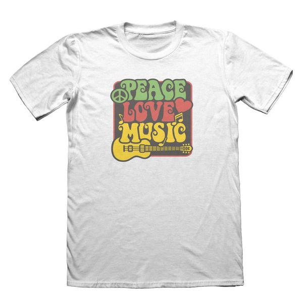 

2019 new summer cotton men tee shirt love peace music design t-shirt - funny men's gift fashion t-shirt design