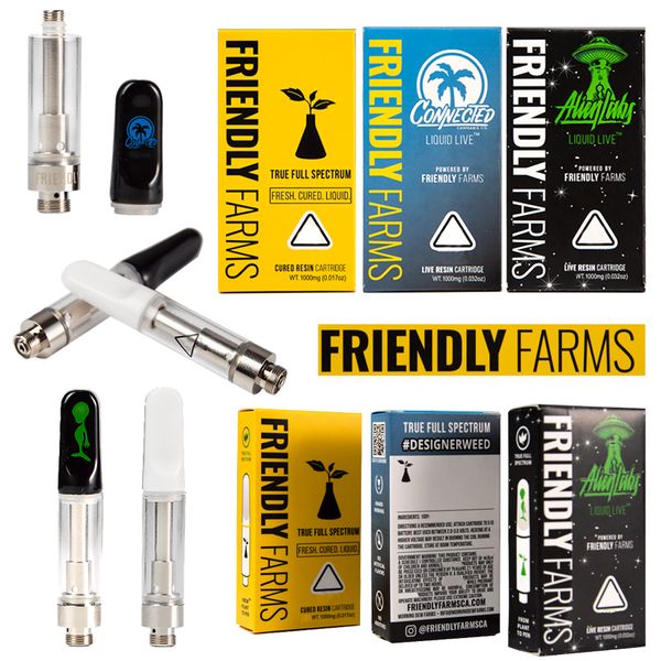 

Дружественные Farms Vape Картриджи Упаковка 0,8 мл Стеклокерамика густое масло Vape Тележки Dab Pen Воск Испаритель Форсунка E Сигареты 510 темы