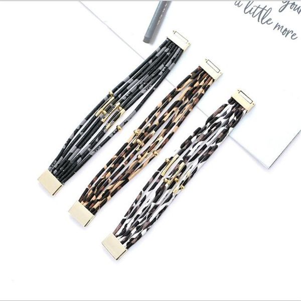 

20-year-old popular leather handmade environmental leopard leather bracelet for women, White