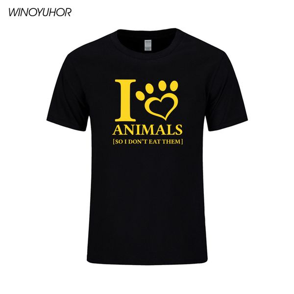 

i love animals so i don't eat them funny humor printed t-shirt men summer short sleeve pet lover gift t shirt high quality