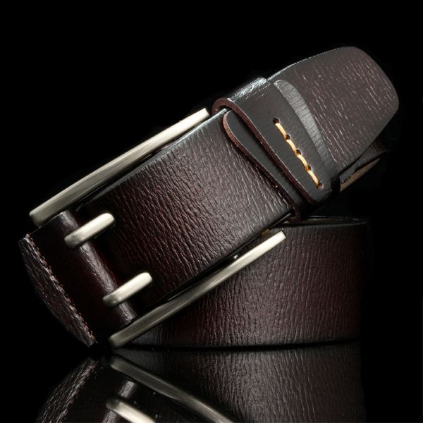 

hreecow vintage style pin buckle cow genuine leather belts for men mens jeans belt cinturones hombre t200511, Black;brown