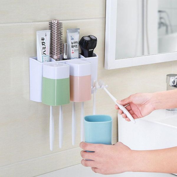 

toothbrush holder storage box bathroom accessories set squeezer dispenser 4 bathroom storage box case household 3 cups wash npiom