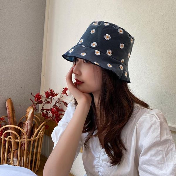 

hat female lace daisy fisherman hat japanese net yarn breathable basin summer sunscreen sun, Blue;gray