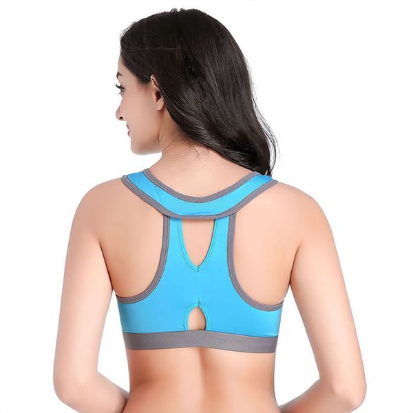 

6 color front zipper running bra professional shockproof running sports bra ring quick dry yoga underwear fitness yoga no steel, White;black