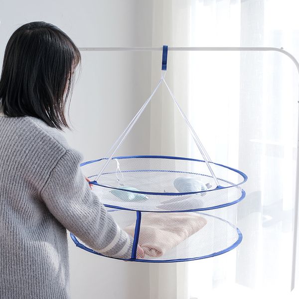 

home portable folding drying rack dryer net mesh basket dryer double hanging clothes laundry hangers