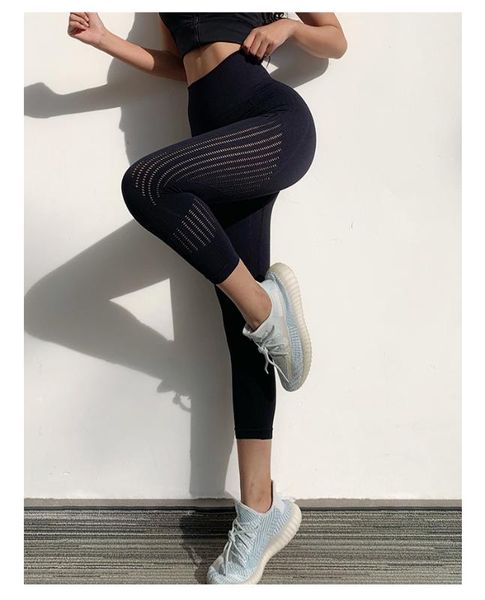 

yoga outfits black seamless sport leggings women cropped pants capris hollow out running trousers crop gym leggins woman fitness tight, White;red