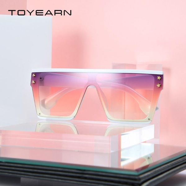 

sunglasses fashion oversized women star big frame vintage flat mirror shades gradient square sun glasses for female uv400, White;black