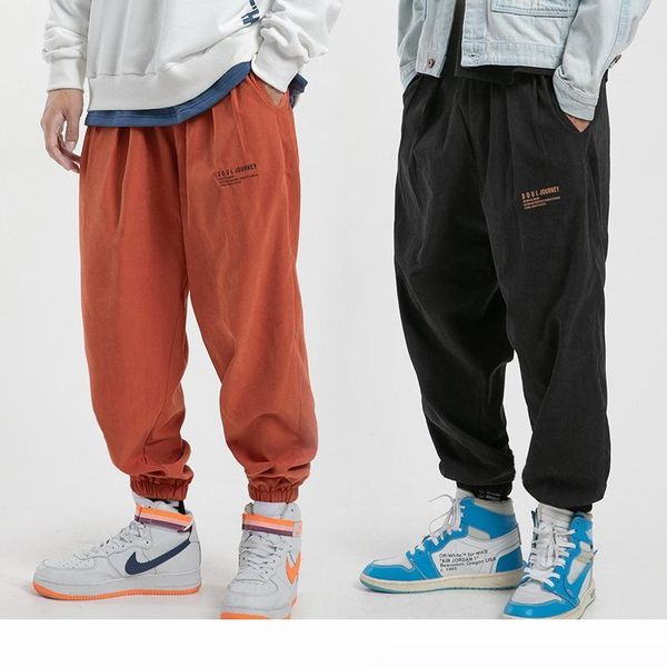 

solid color loose casual pants spring and autumn new ins simple binding feet harun sports long pants men's fashion street trend, Black