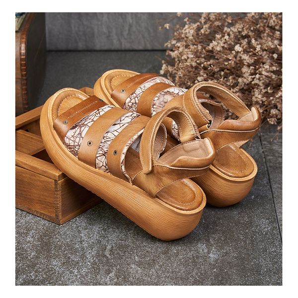 

vallu2020 new sponge cake thick bottom sandals waterproof platform leather roman sandals beach outdoor, Black