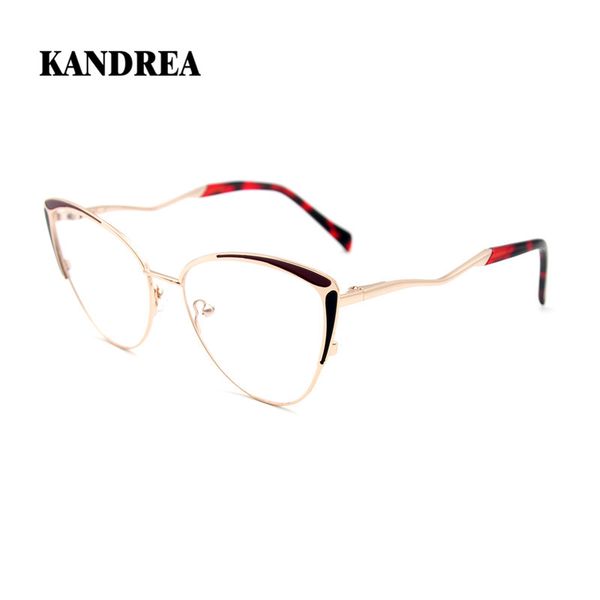 

kandrea 2020 new women oversized metal optical glasses frame female cat eye frames reading eyeglasses clear lens myopia eyewear, Black